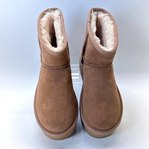 UGG Classic Mini Platform Chestnut Suede Boots Women Size 7 - Picture 4 of 11